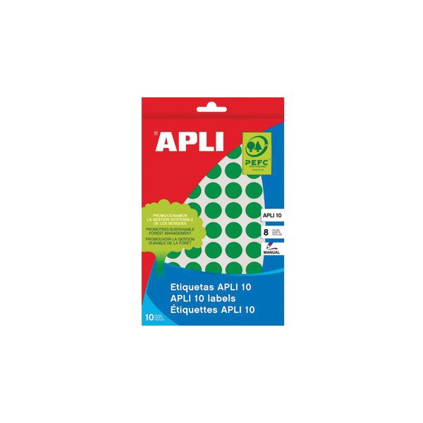 Etiquetas Circulares 10mm Verde 1008un