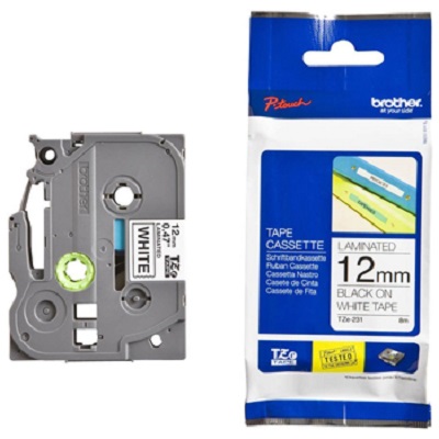 Fita Brother TZ231 Laminada Branco/Preto