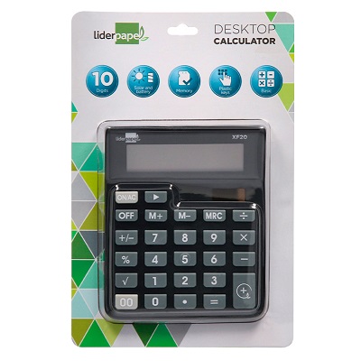 Calculadora de secretária 10 Digitos Solar + Pilhas