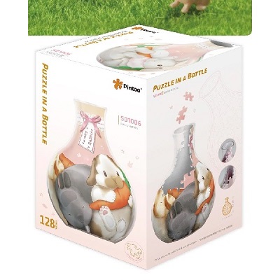 Puzzle in a Bottle - Lovely Rabbits 128 Peças