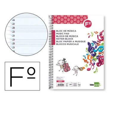 Caderno Musica Folio c/ Espiral 20 fls