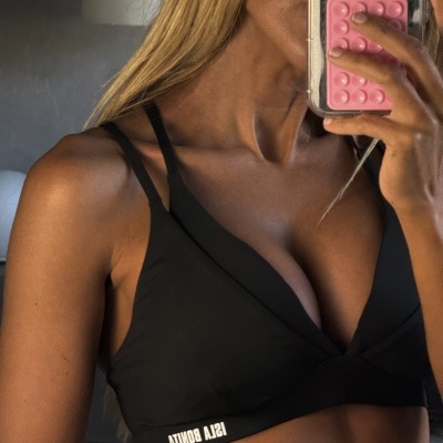 Soutien preto com alças finas e detalhe branco ISLA BONITA.