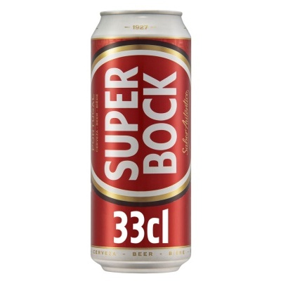 Lata vermelha de cerveja Super Bock 33 cl