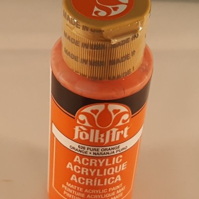 Frasco de tinta acrílica FolkArt laranja puro 59 ml com tampa mostarda