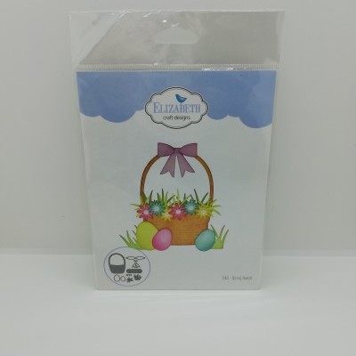 Stencil de papel ELIZABETH craft designs com desenho de cesto com flores e ovos coloridos