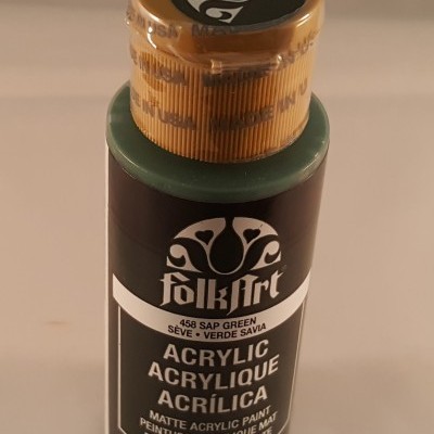 Frasco de tinta acrílica FolkArt verde-sálvia com tampa dourada