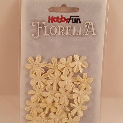 Pacote de flores creme decorativas Hobby Fun Florella em embalagem transparente