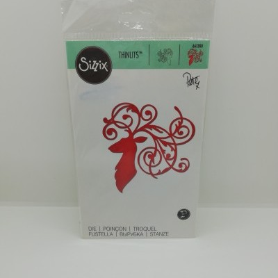 Molde de corte artesanal Sizzix com desenho de rena vermelha em embalagem plástica