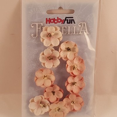 Flores artificiais rosa e creme embaladas plástico