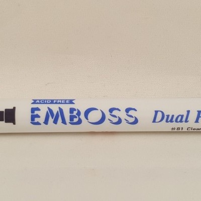 Caneta branca EMBOSS Dual Pen de dupla ponta com texto azul