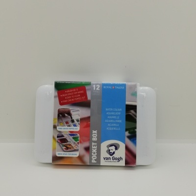 Caixa metálica branca Van Gogh POCKET BOX com 12 cores de aguarela