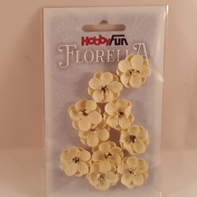 Pacote de flores decorativas amarelas da marca HobbyFun FLORELLA em embalagem transparente