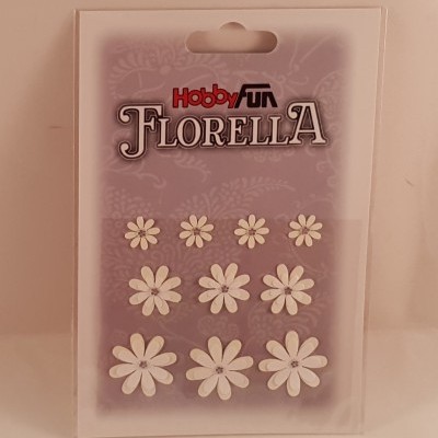 Flores decorativas brancas em embalagem Hobby Fun Florella
