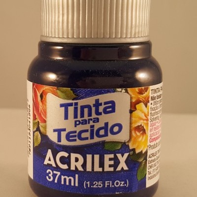 Frasco de tinta para tecido Acrilex 37 ml com tampa branca