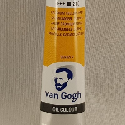Tubo de tinta a óleo amarelo cadmium da van Gogh em fundo cinzento