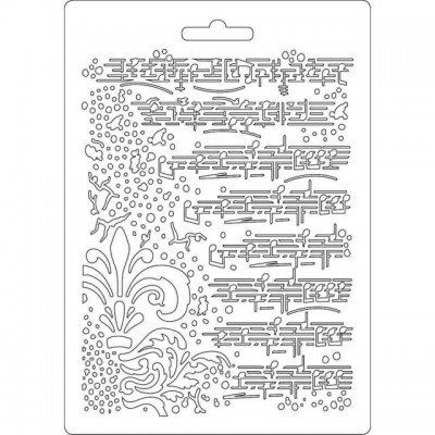 Estêncil plástico com padrões decorativos em branco