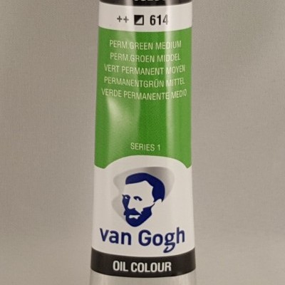 Tubo de tinta óleo verde permanente médio da marca van Gogh