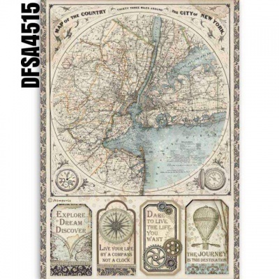 Mapa antigo circular da cidade de Nova Iorque com quatro etiquetas inspiradoras na parte inferior