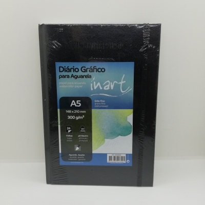 caderno de desenho para aguarela inart A5 preto