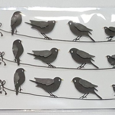 Pacote com 12 ganchos de metal preto em forma de pássaros em fios
