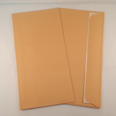 Dois envelopes cor de laranja em papel sobre fundo branco