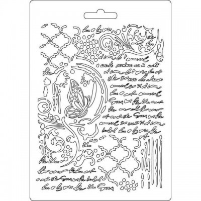 Molde plástico transparente para stencil com padrões decorativos variados