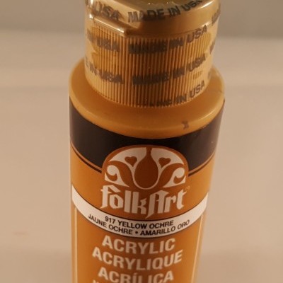 Frasco de tinta acrílica amararela ocre FolkArt com selo Made in USA