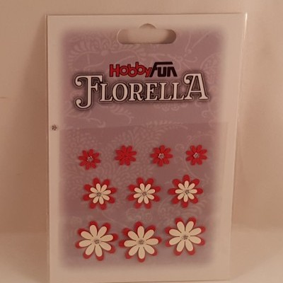 Pacote de flores decorativas vermelhas e brancas da Hobby Fun Florella