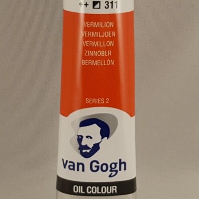 Tubo de tinta a óleo da marca van Gogh, cor Vermillion
