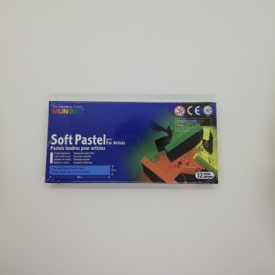 Embalagem de pastéis suaves para artistas MUNGYO azul com cores e texto
