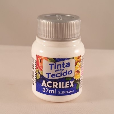 Frasco de tinta para tecido Acrilex com flores na etiqueta