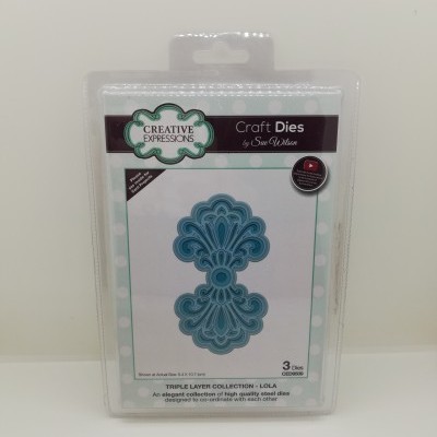 Pacote de cortantes para artesanato da Creative Expressions com design azul e etiqueta informativa.