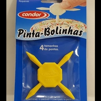 Embalagem azul com acessório amarelo para decoração de bolos, marca Condor, 4 pontas pequenas