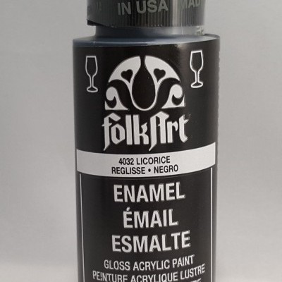 Frasco preto de tinta acrílica FolkArt com tampa preta