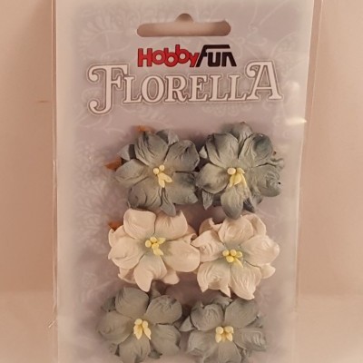 Pacote de flores decorativas cinza e bege da Hobby Fun Florella