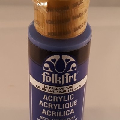 Frasco de tinta acrílica azul brilhante FolkArt, 59 ml, com tampa dourada