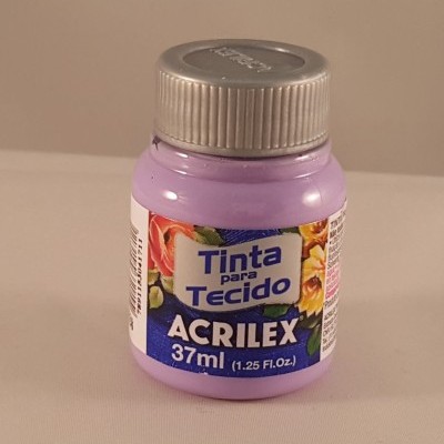 Frasco pequeno de tinta para tecido cor lilás da marca Acrilex