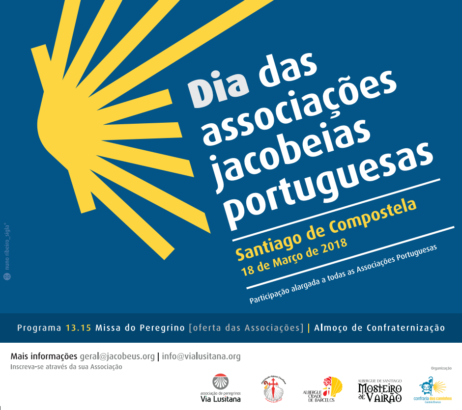 Cartaz do Dia das Associações Jacobeias Portuguesas em Santiago de Compostela, 18 Março 2018