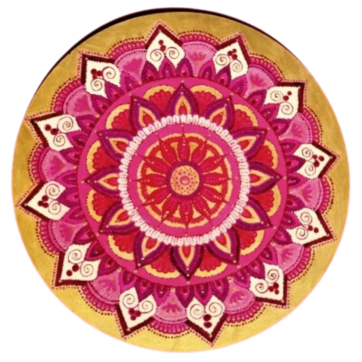 Tapete redondo com padrão mandala colorido
