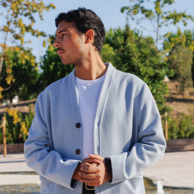 Cardigan "Bleu Ciel" in Wool