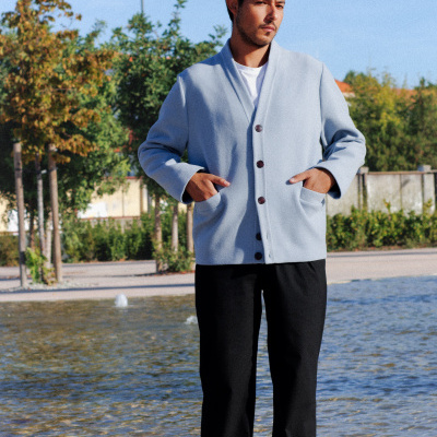 Cardigan "Bleu Ciel" in Wool