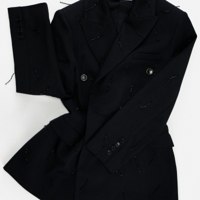 Paris Blazer with Hand-Embroidered Beads