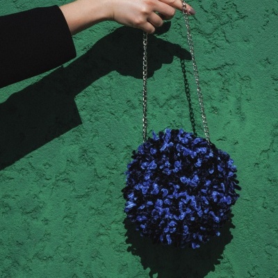 Nafe Handcrafted Bag with Metal Handle – Blue