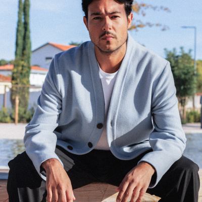 Cardigan "Bleu Ciel" in Wool