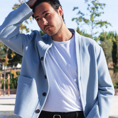 Cardigan "Bleu Ciel" in Wool