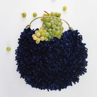 Cathy Handcrafted Bag with Metal Handle – Blue