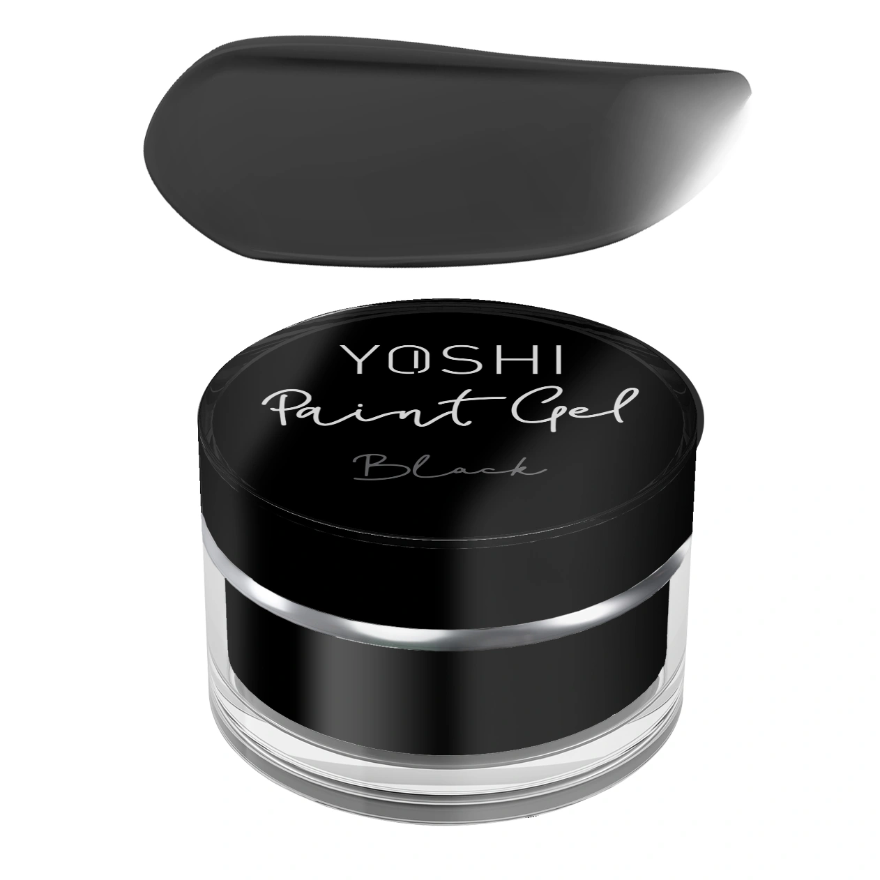 Yoshi Paint Gel - Black Pote de gel de pintura preto YOSHI Paint Gel Black com amostra da cor