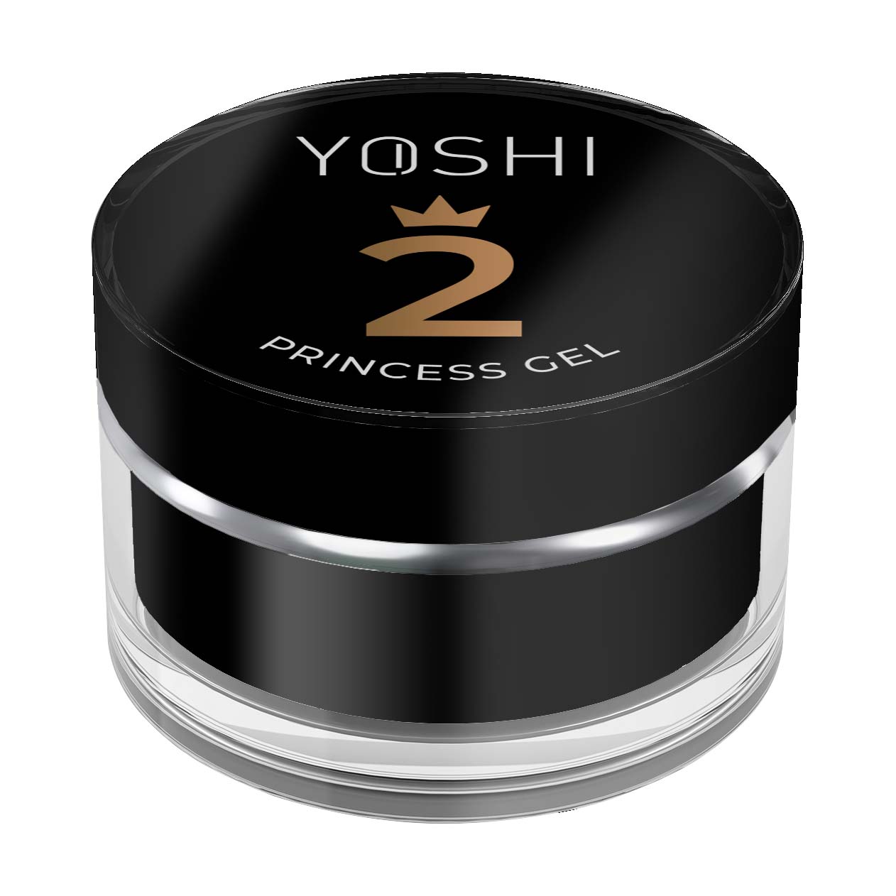 Princess Gel Yoshi Nº2 Frasco de gel YOSHI 2 Princess Gel, branco e dourado em tampa preta