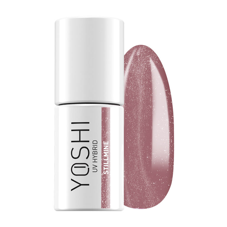 Verniz Yoshi Stillmine - 196 Esmalte de unhas YOSHI UV HYBRID rosa brilhante com embalagem branca
