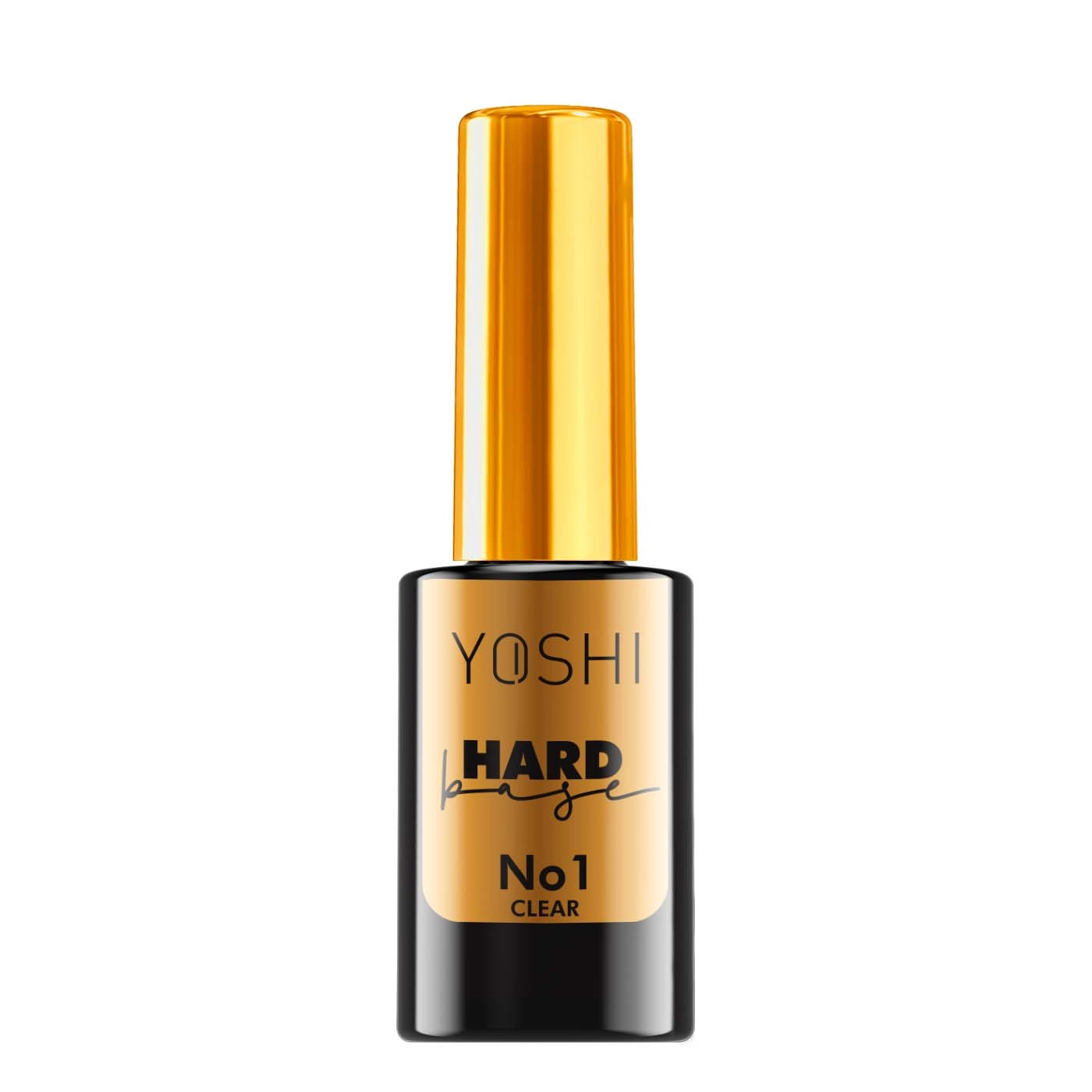 Yoshi Hard Base Nº 1 - Clear Frasco de verniz para unhas YOSHI Hard base No1 CLEAR com tampa dourada